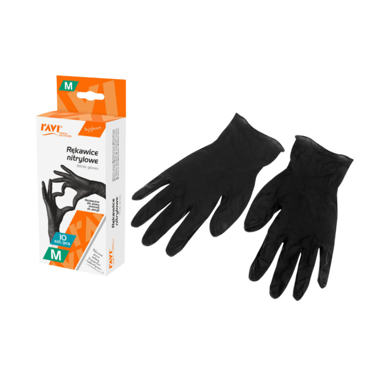 Rękawice nitrylowe BLACK, rozmiar M – – 10 szt.