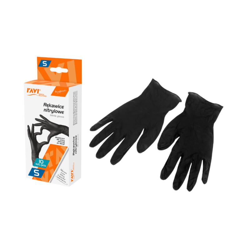 Rękawice nitrylowe BLACK, rozmiar S – – 10 szt.