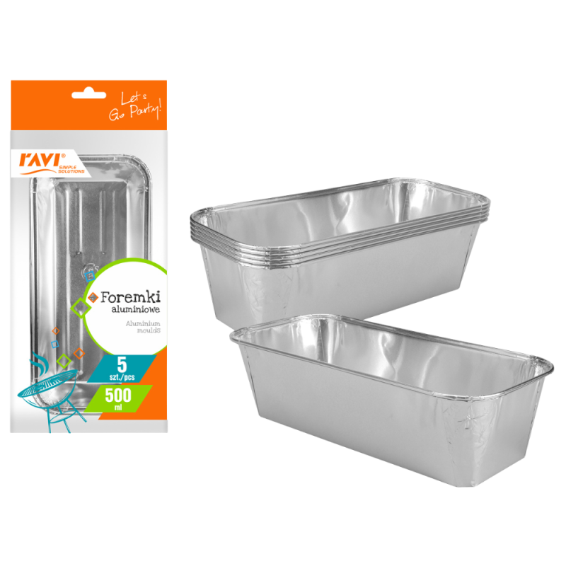Foremki aluminiowe 500 ml, 5 szt.