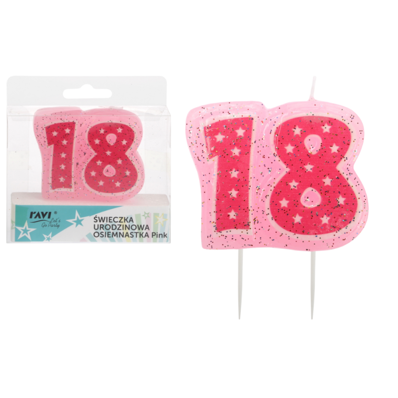Świeczka urodzinowa OSIEMNASTKA Pink