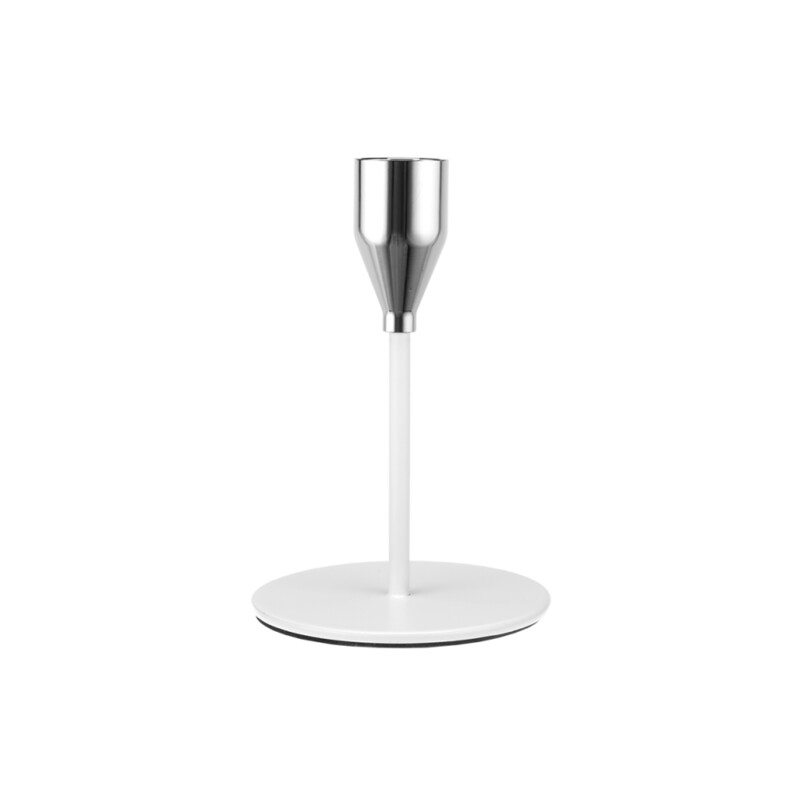 Świecznik metalowy Elegant White 12 cm