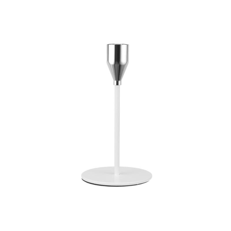 Świecznik metalowy Elegant White 15 cm