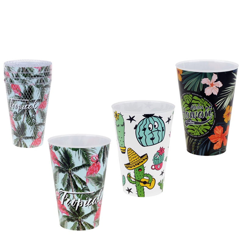 Zestaw plastikowych kubków wielokrotnego użytku 400 ml 4 szt.