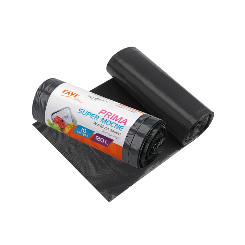 Worki na śmieci Prima 120 l LDPE czarne – 10 szt.