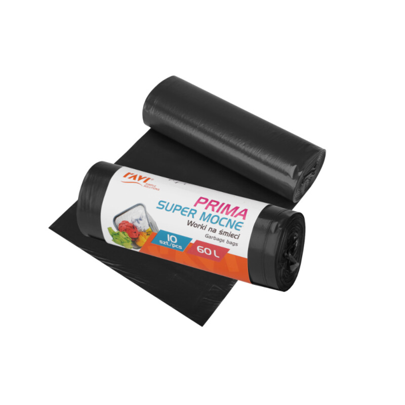 Worki na śmieci Prima 60 l LDPE czarne – 10 szt.