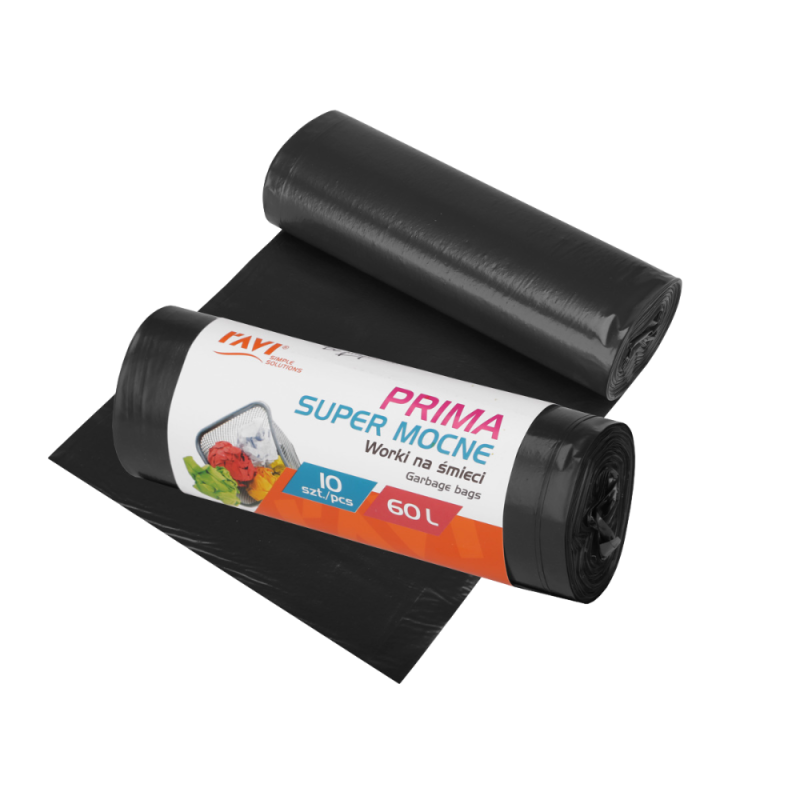 Worki na śmieci Prima 60 l LDPE czarne – 10 szt.
