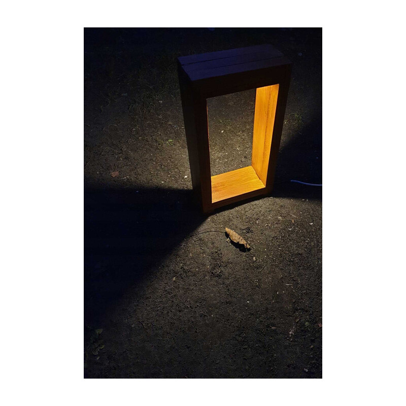 Lampa ogrodowa drewniana prostokątna wys. 80 cm sosna
