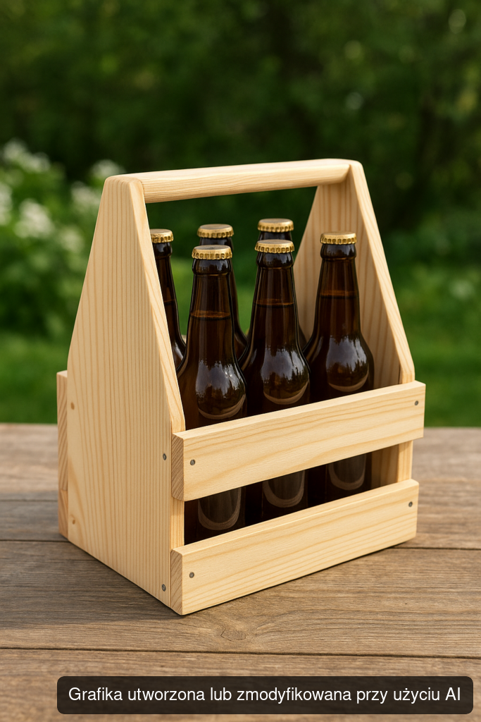 Drewniane Nosidło na Butelki 6-Pack – Naturalne, Ręcznie Wykonane